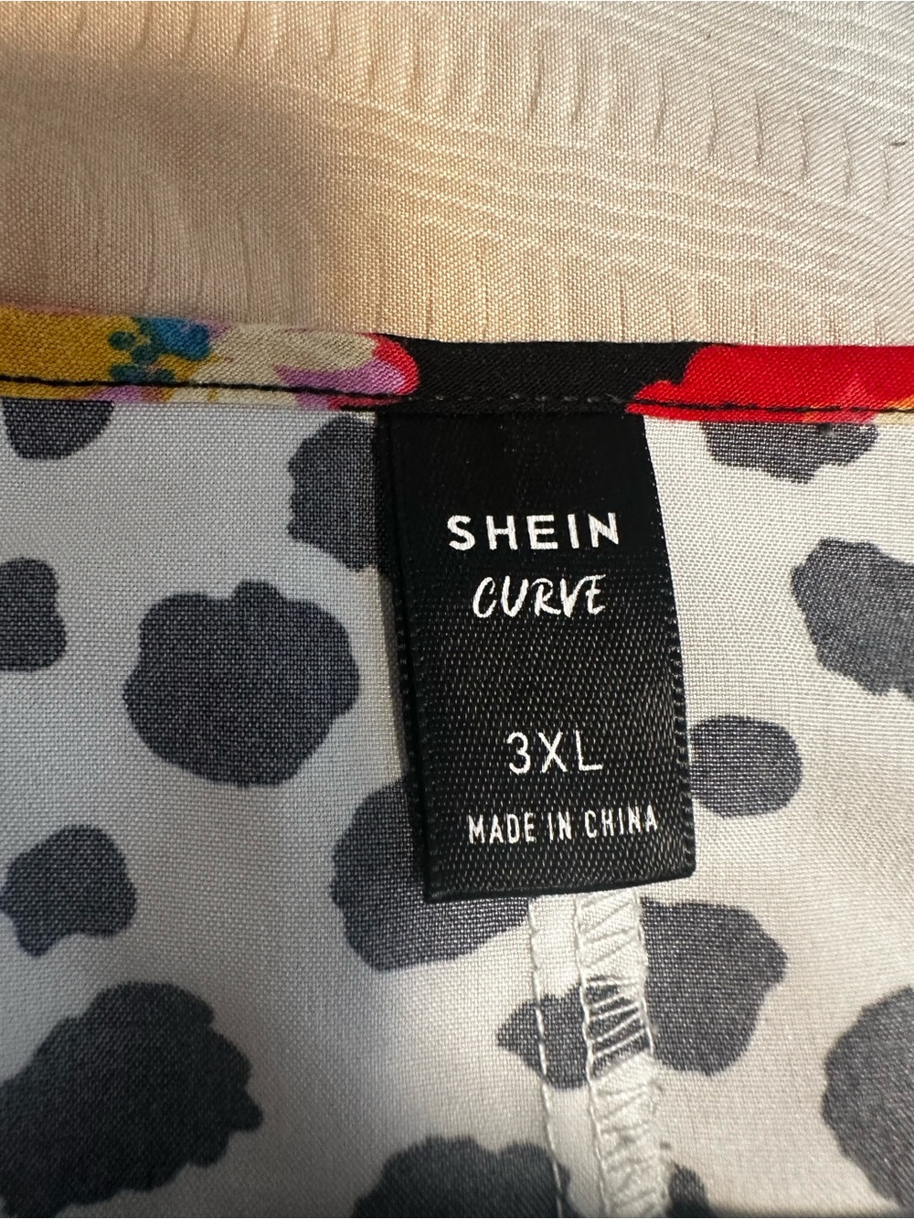 Shein Floral Dalmatian Print Dress - Black & White with Multicolor Floral 3X - Picture 3 of 3